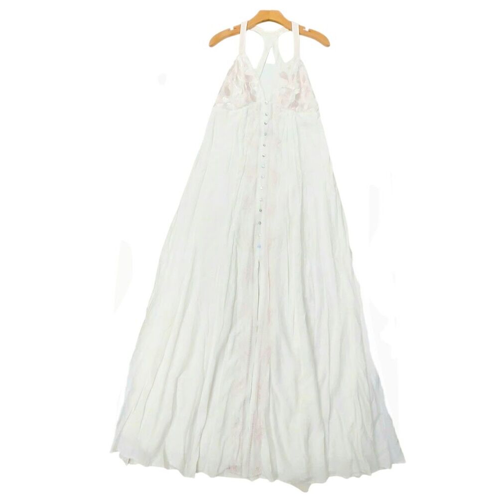 Lulus Dainty Darling Maxi Dress Women Large White Embroidered Open Back Boho